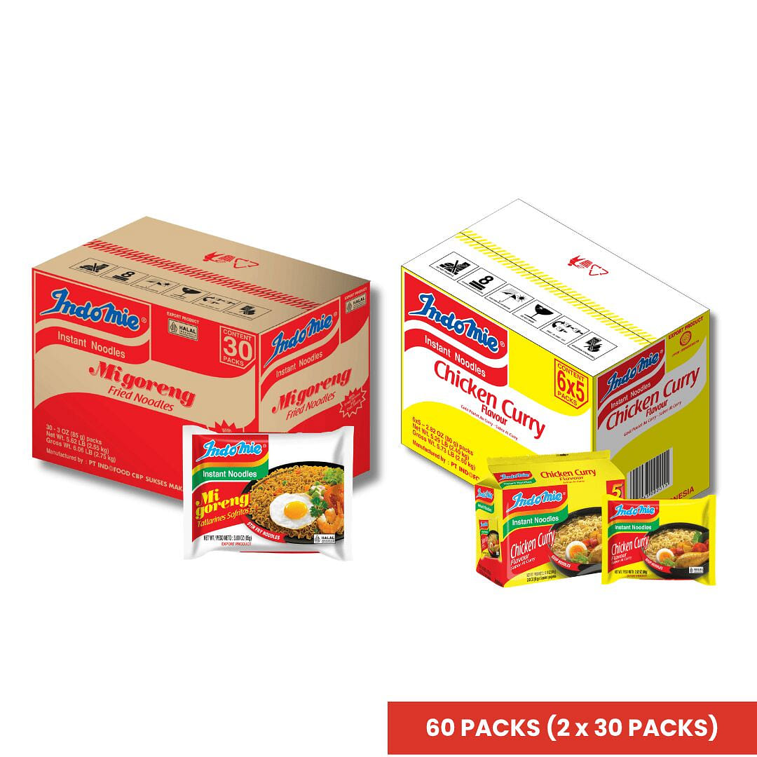 Indomie Mi Goreng & Chicken Curry Instant Noodles 60 pack