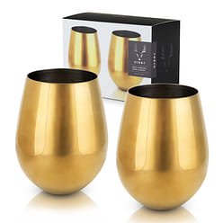 Gold Stemless Wine Glasses by Viski® 18 液盎司