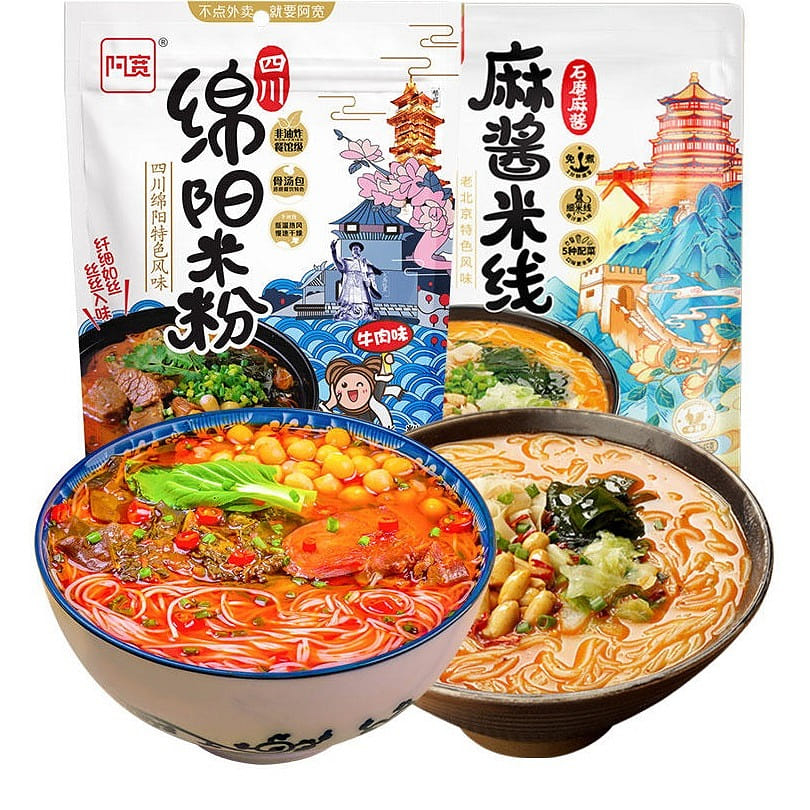 Akuan Mianyang Rice Noodles+Majiang Rice Noodles Sichuan Specialty Snacks 315 그램