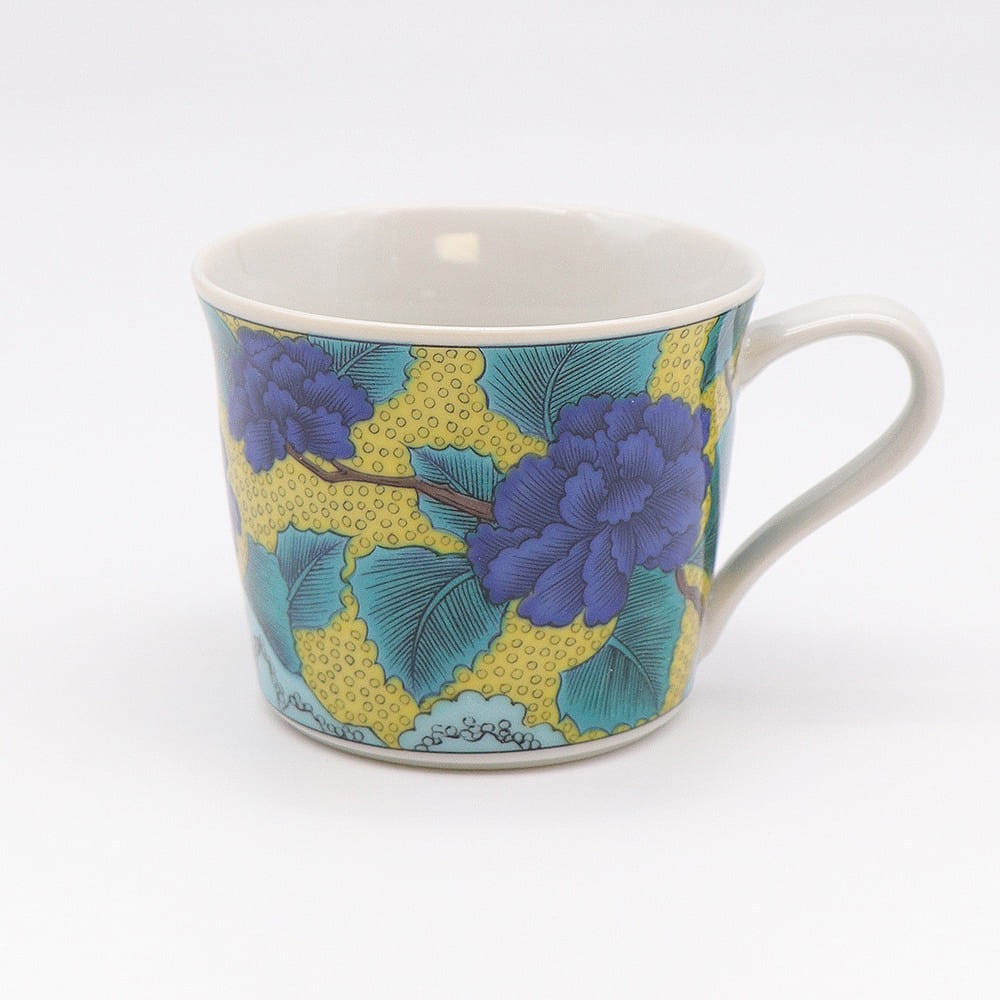 Kutani Ware Handmade Mug Cup (Blue peony, 3.54" x 2.91") Made in Japan 1 ส่วน