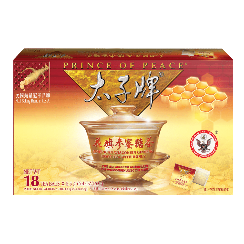Prince of Peace American Ginseng Root Tea w/Honey, 18 tea bags 1 케이스