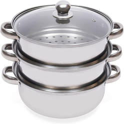 3-Tier Stainless Steel Steamer, Meat Vegetable Cooking Steam Pot Kitchen Steamer 1 each