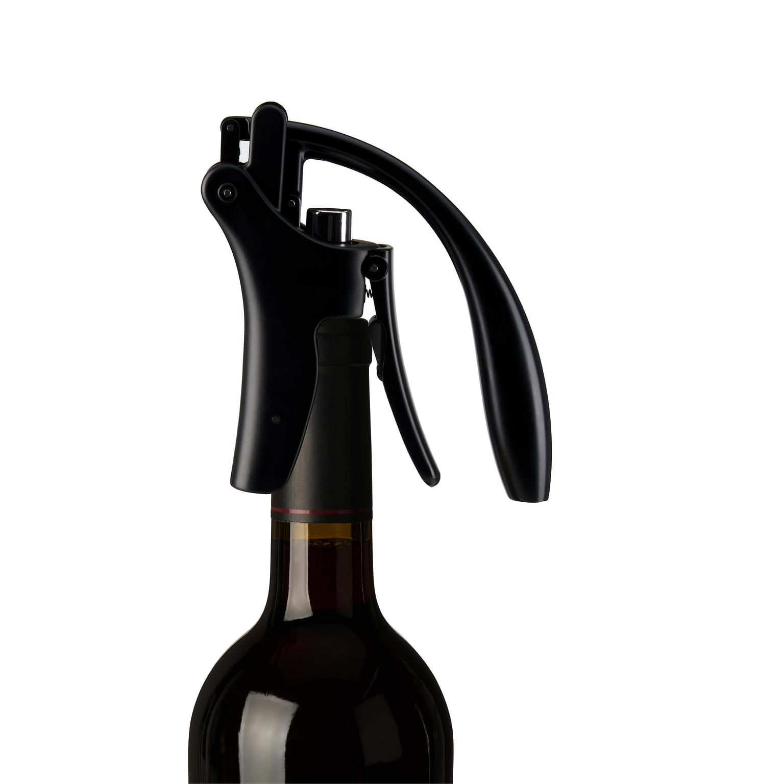 True Lever Corkscrew, Vertical Wine Opener, Wine Cork Remover, Bar Tool Accessories, Non-Stick Worm, Black 1 ส่วน