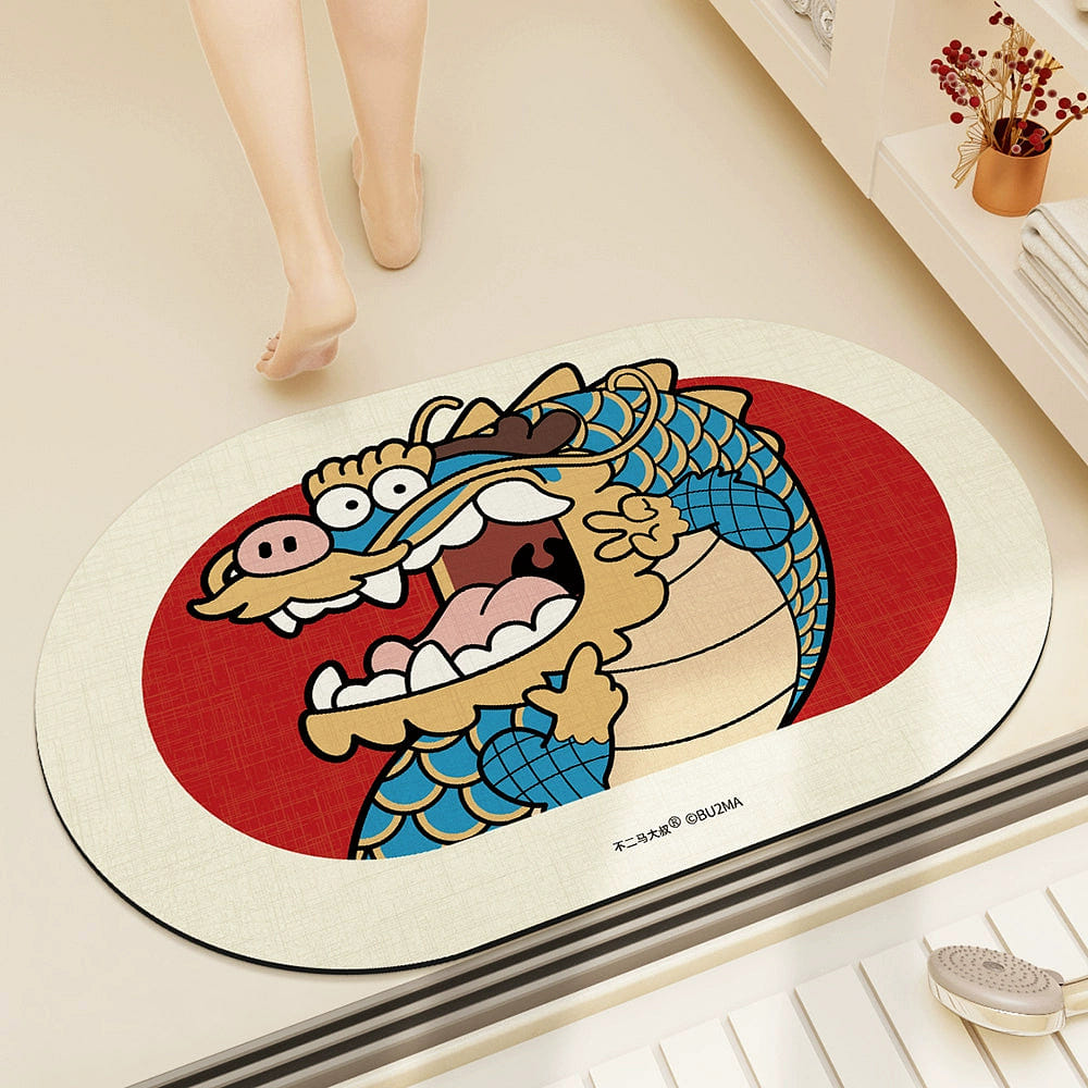 Fat Dragon New Year velvet mat door non-slip mat 50*80cm/photo pose red 1 個