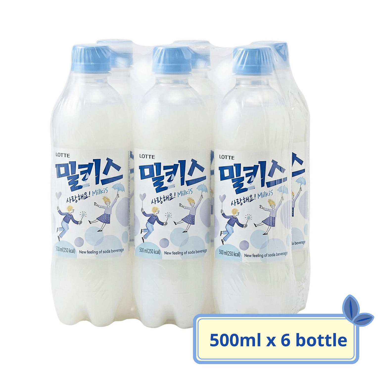[Lotte] Milkis Milk & Yogurt Soda - 500ml-6 Bottle 1 each