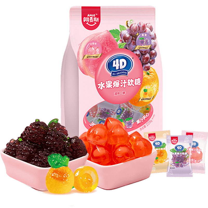AMES 4D Fruit Sandwich Gummies QQ Candy [Mixed Flavor] 228g*1 pack 228 กรัม