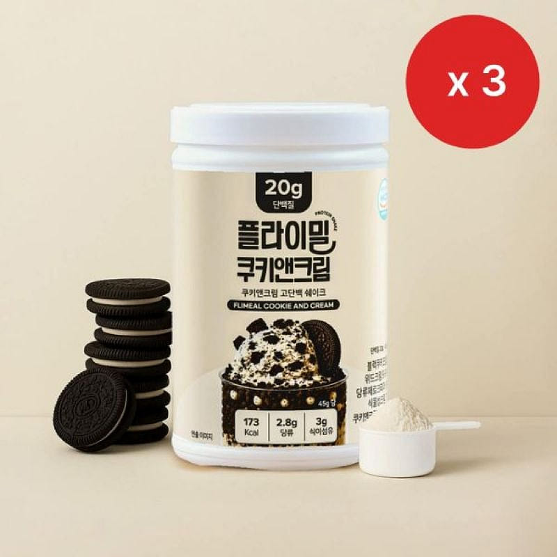 묶음할인 플라이밀 단백질 쉐이크 대용량 - 쿠키앤크림 630g X 3세트 630 그램