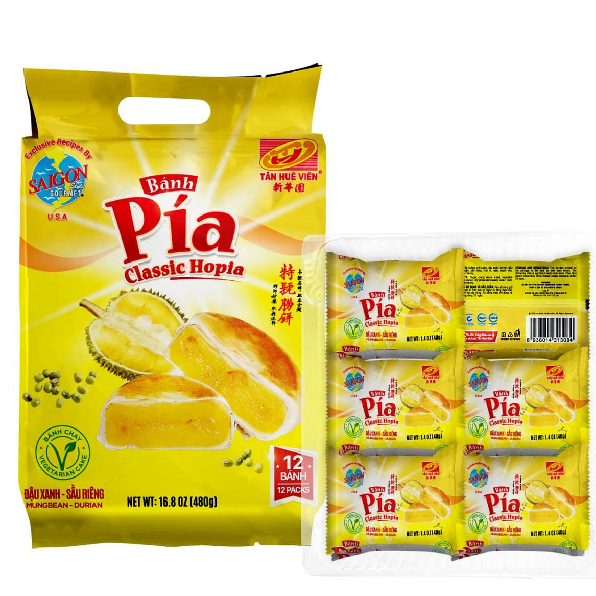TAN HUE VIEN HOPIA BANH PIA MUNG BEAN DURIAN 16.8 온스
