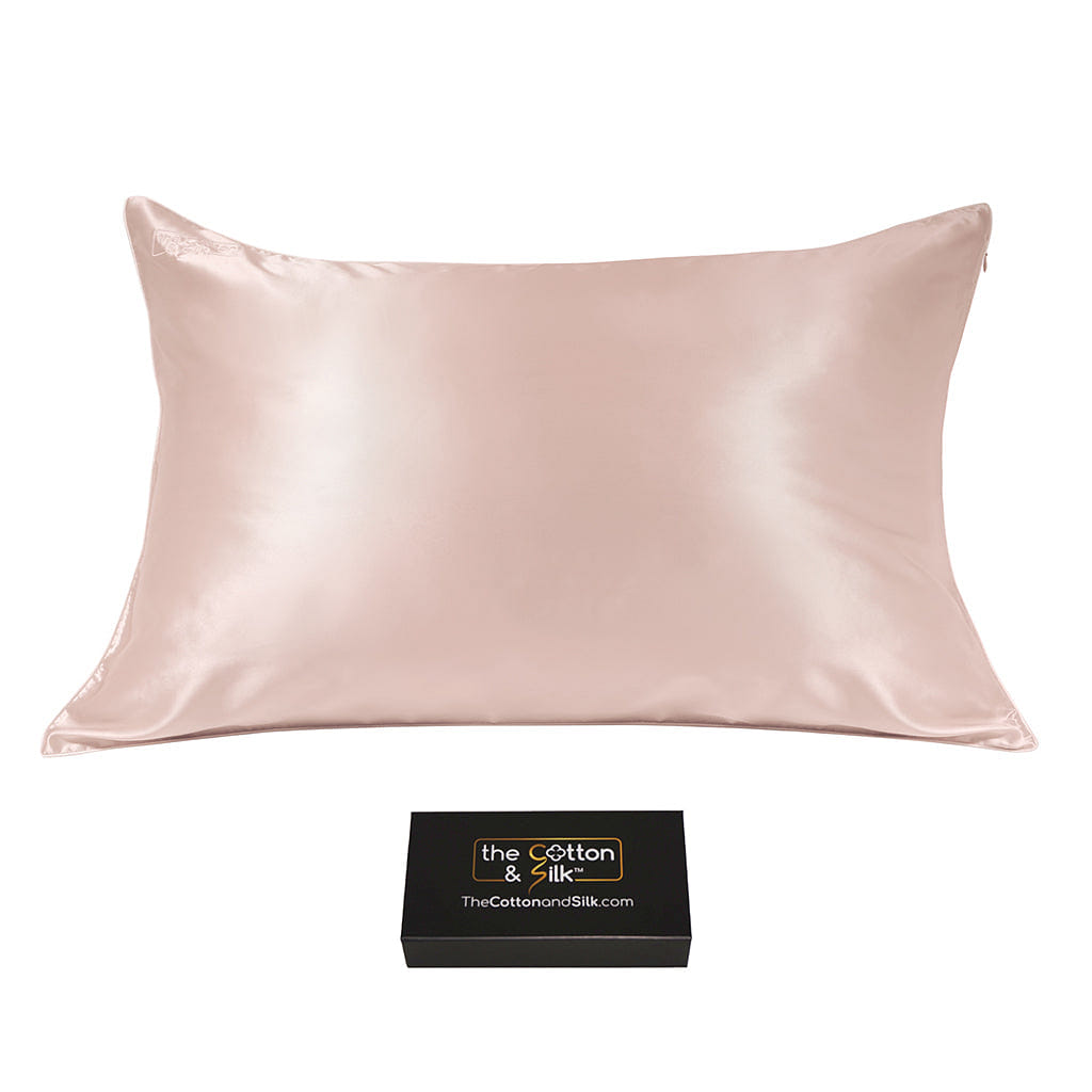 Luxurious 22 Momme Mulberry Silk Pillowcase, Nude Queen (20“ x 30“) / Nude (Nude Pink) 0.5 파운드
