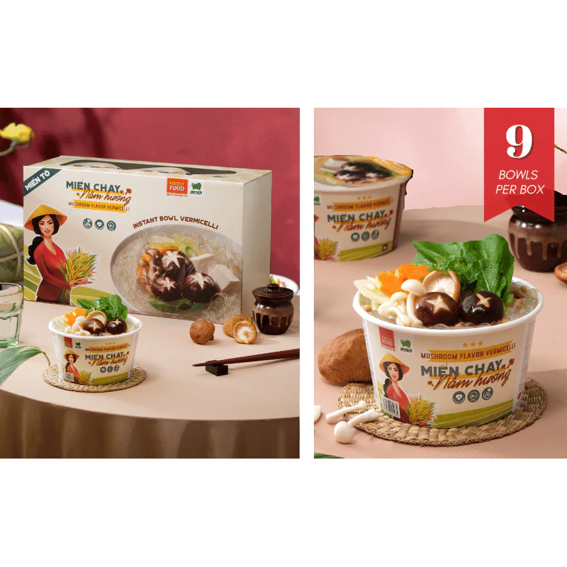 Simply Food Mushroom Vermicelli Glass Instant Noodle Bowl pack of 9 1 ส่วน