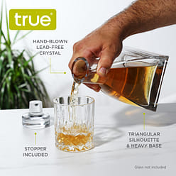 True Apex Decanter - Whiskey Liquor Decanter 26 Ounces, Hand Blown Barware with Crystal Stopper 26 盎司
