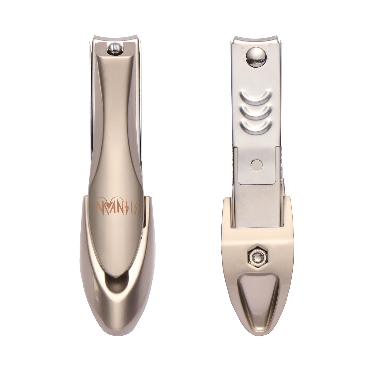 MANTIS Nail Clippers with Catcher for Male, Stainless Steel, Champagne 1 ส่วน
