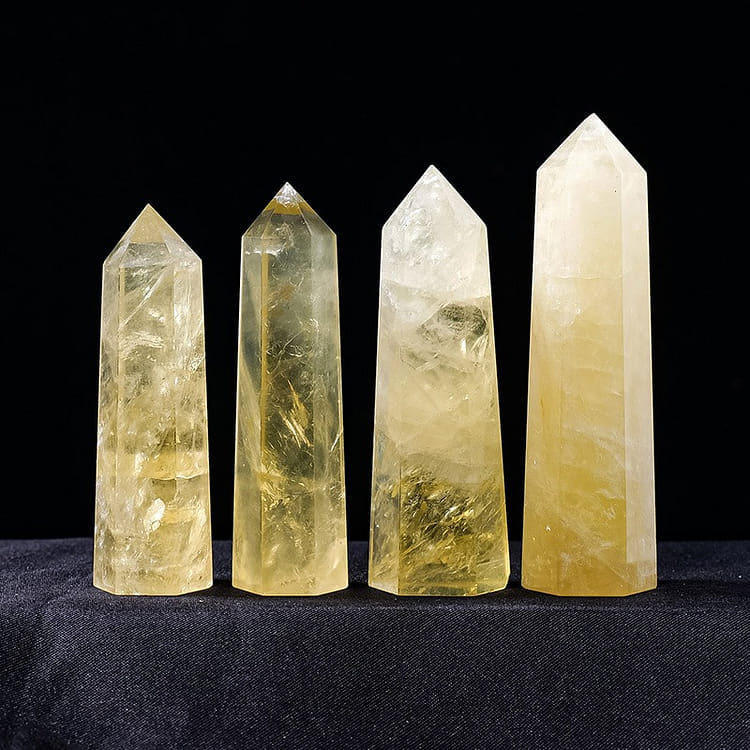 黄水晶原石石柱