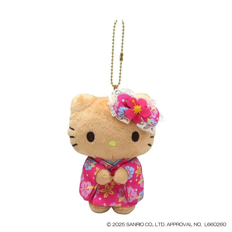 Móc khóa nhồi bông Hello Kitty Kimono màu nâu da thuộc Sanrio 1 phần