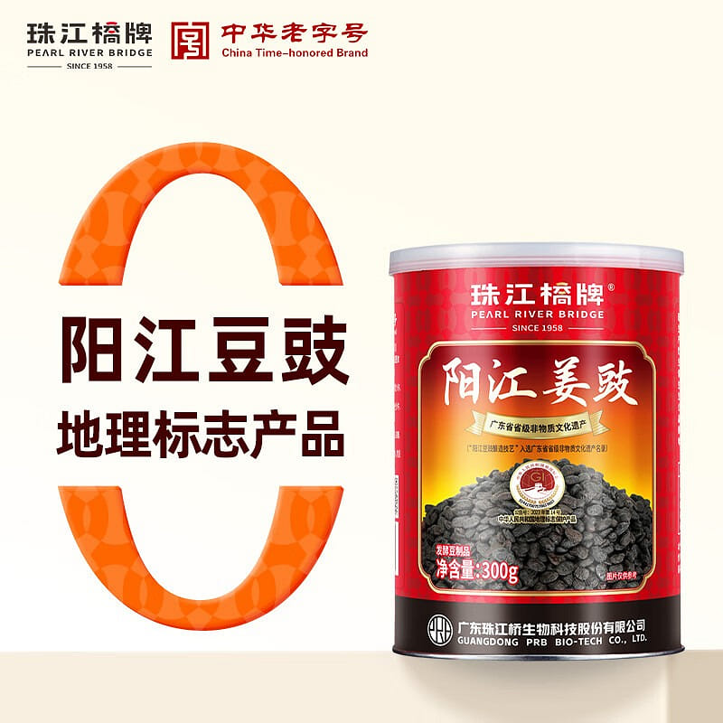 珠江桥牌 阳江 姜豉豆豉 广东特产阳江豆豉 300 克