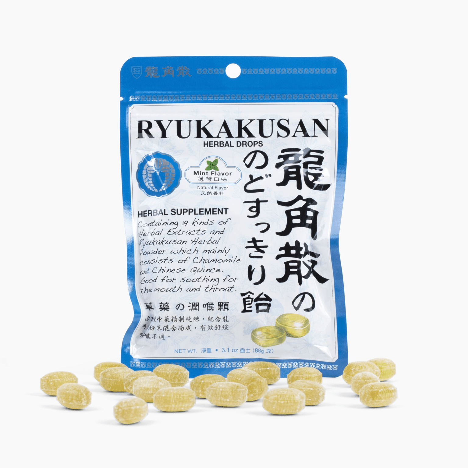 RYUKAKUSAN HERBAL DROP Bag Type (Mint) (32 drops, 88g) 32 อัน