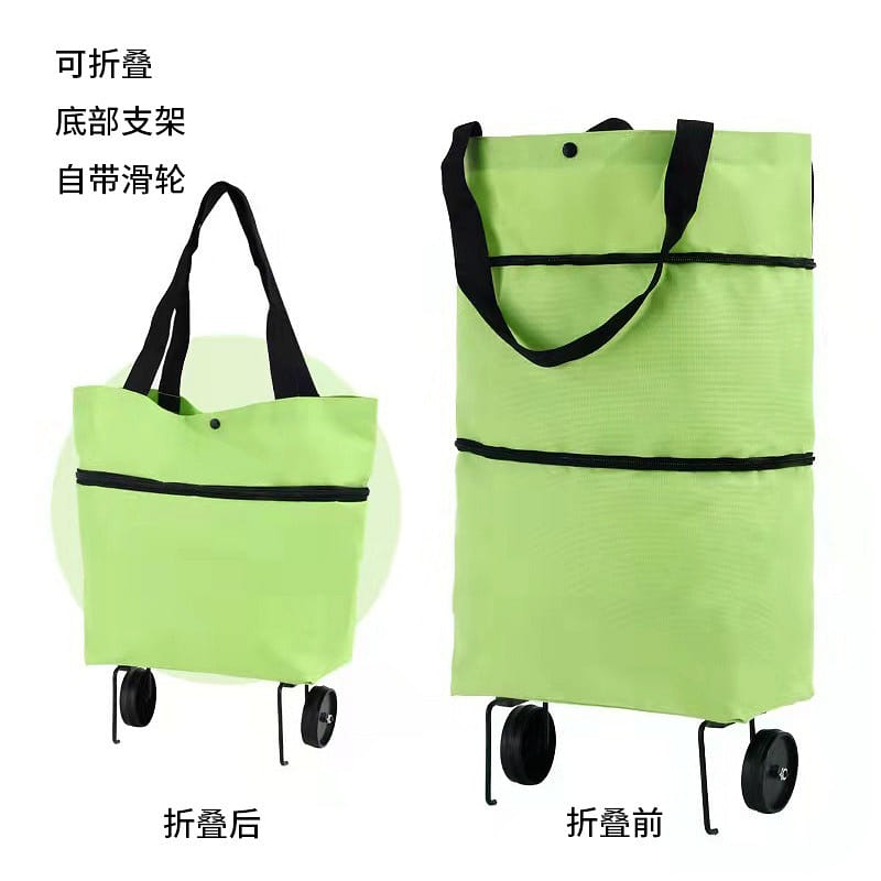 Portable Foldable Wheeled Cart for Grocery Shopping, Grass Green 1 개입