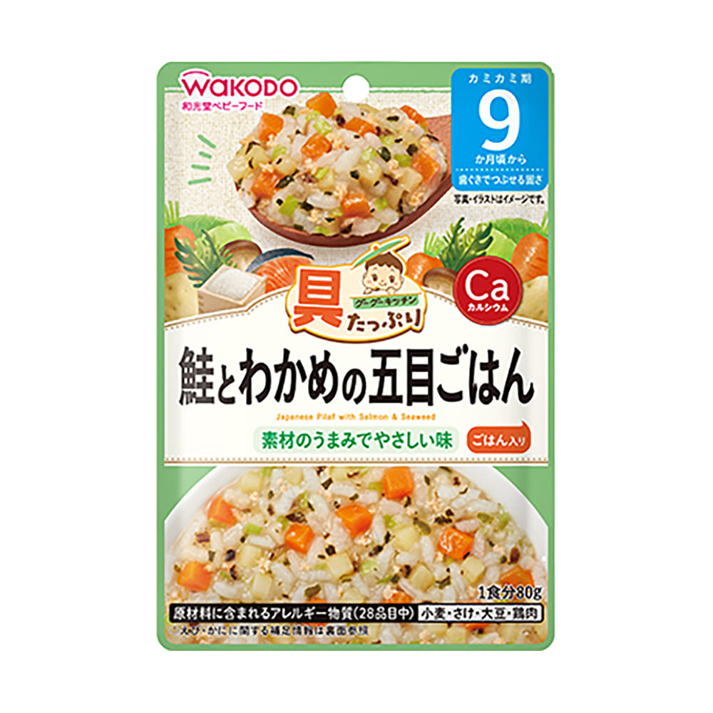 Wakodo Baby Food Salmon&Seaweed Rice 9mo+ 80 그램