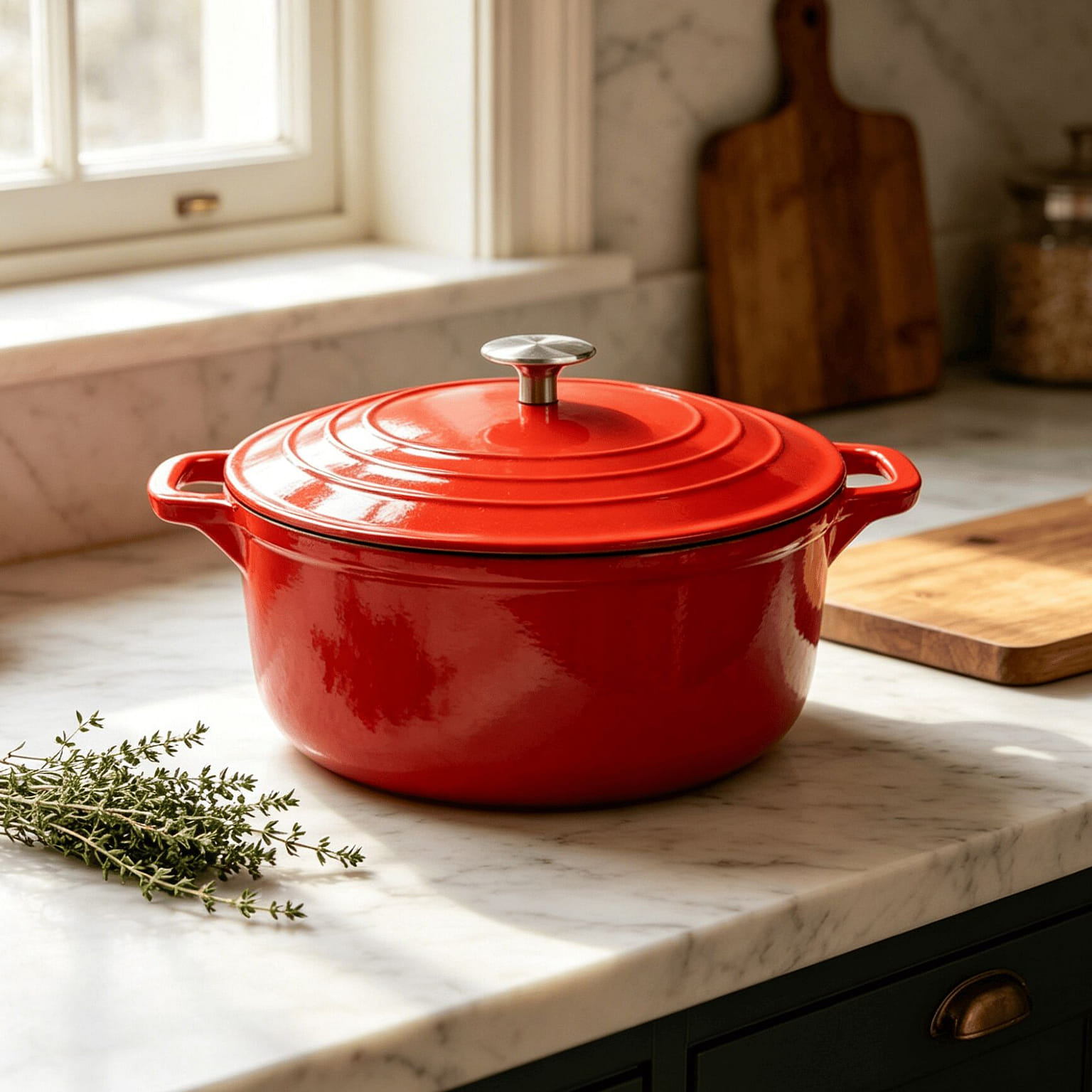 Premium Black Glaze 5.5QT Cast Iron Dutch Oven-Red 1 each
