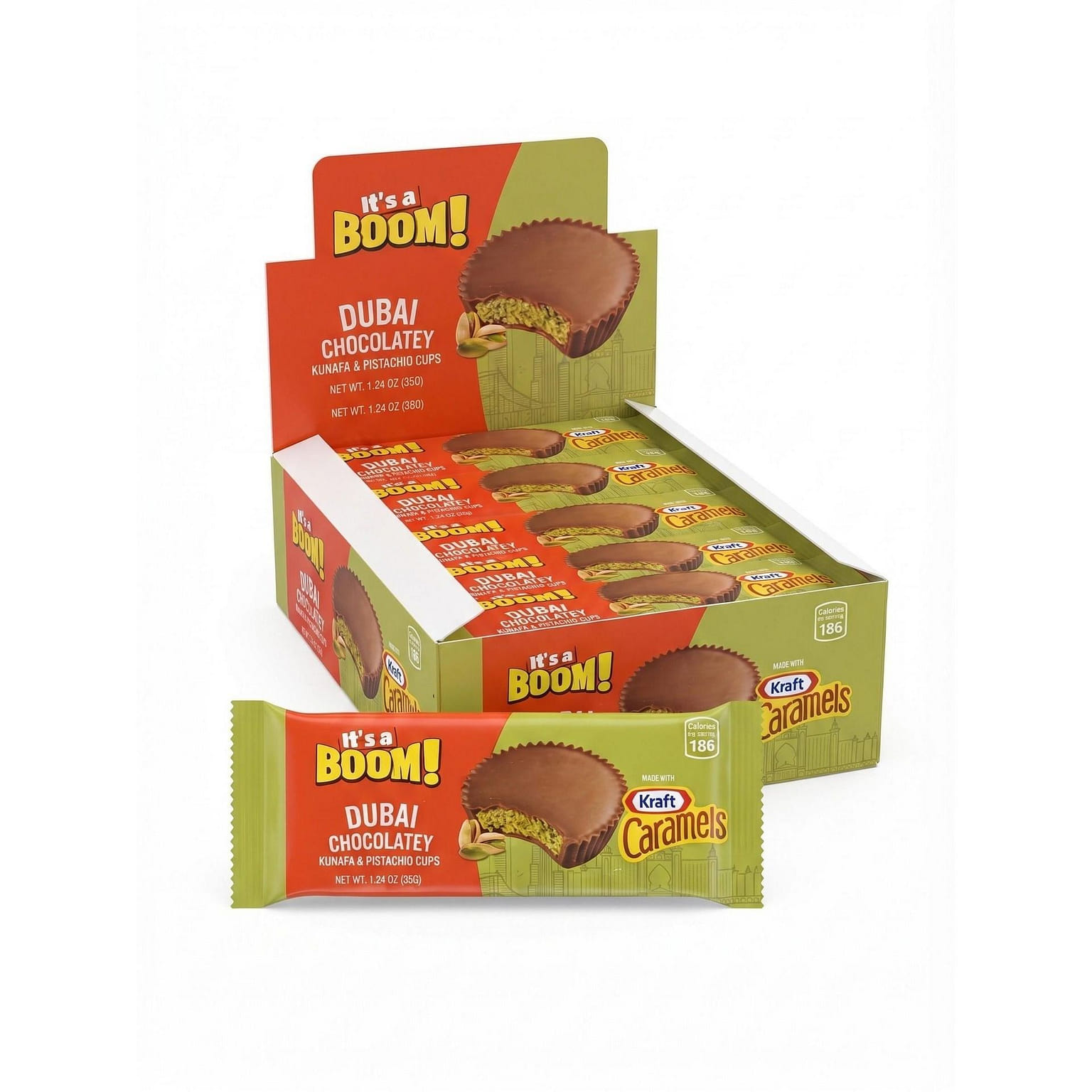 BOOM Dubai Caramel Kunafa Pistachio Cups 12ct 1 each