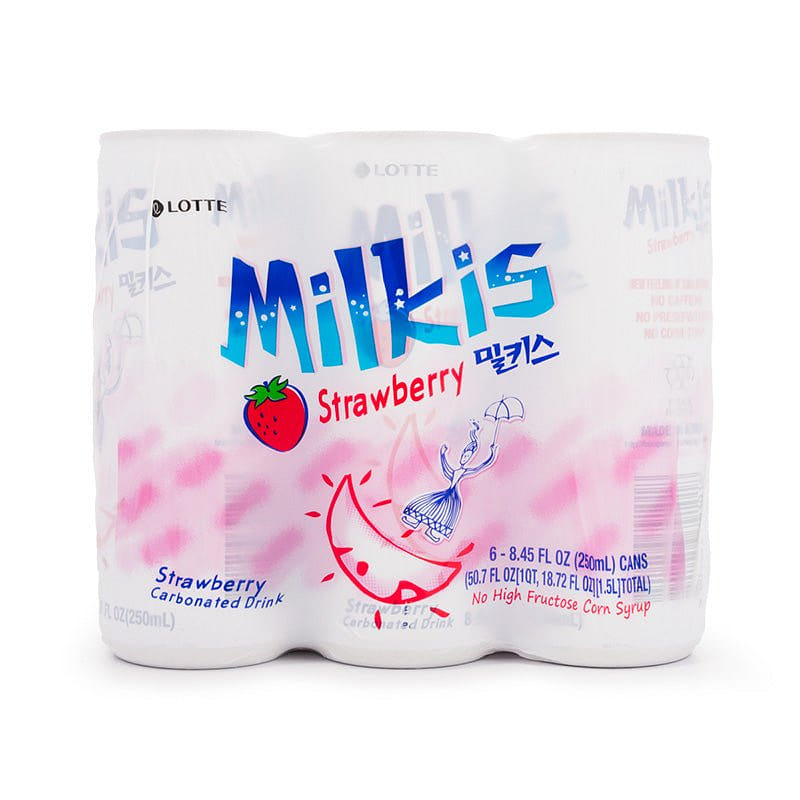 Lotte Milkis Carbonated Soft Drink, Strawberry Flavor, 8.45 fl oz 6-Packs 1 個