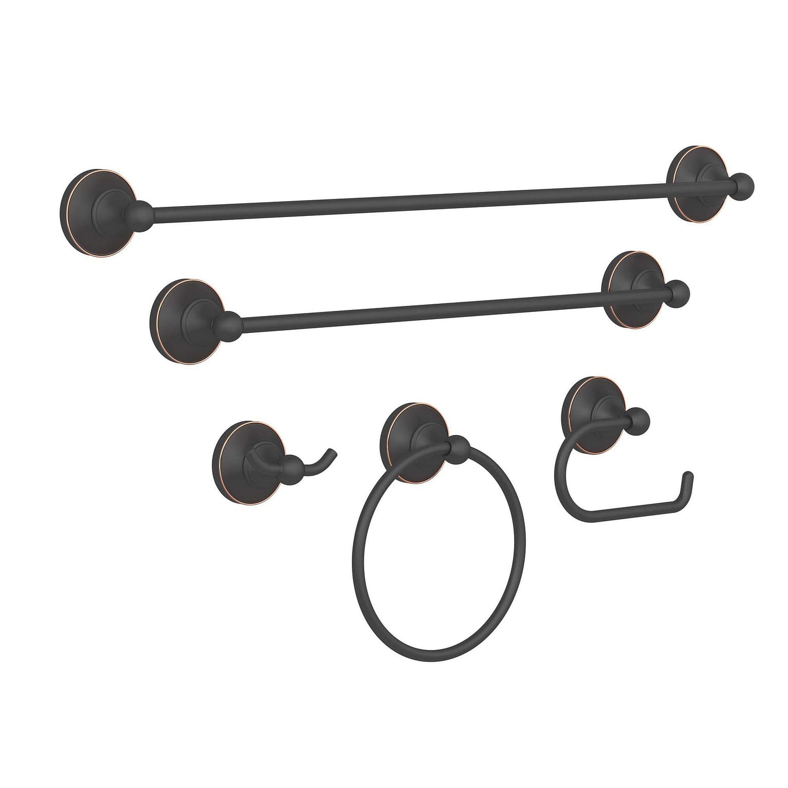 5-Piece Bath Hardware Set with Towel Ring/Bar Toilet Paper Holder Hook in ORB 2.56 ปอนด์