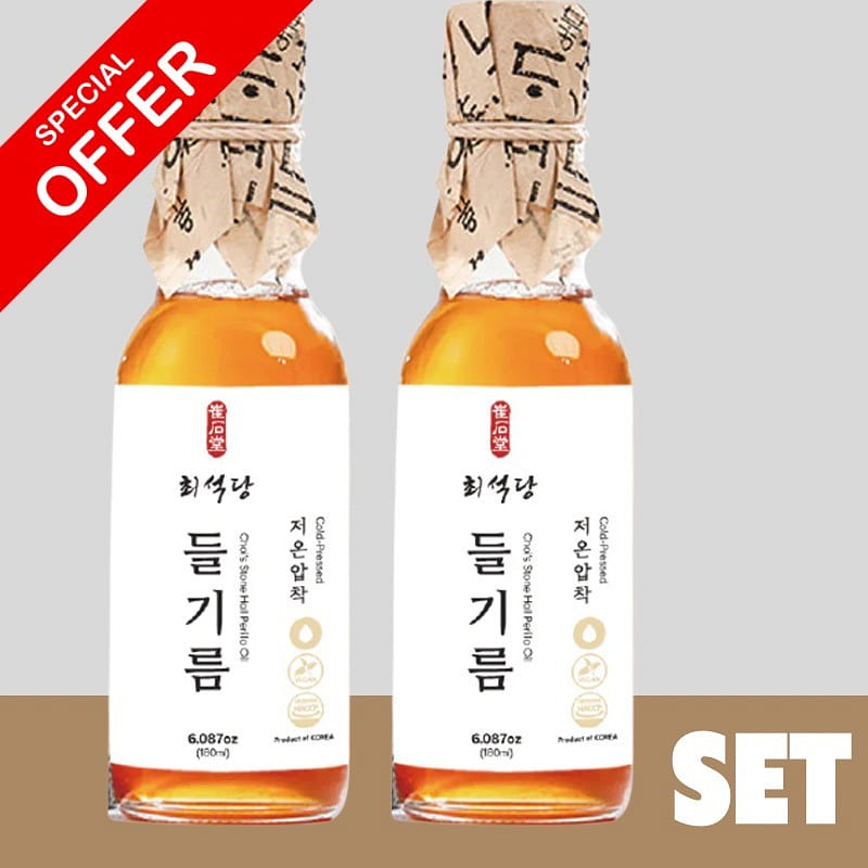 최석당 저온압착 들기름 2병 셋트 180 밀리리터