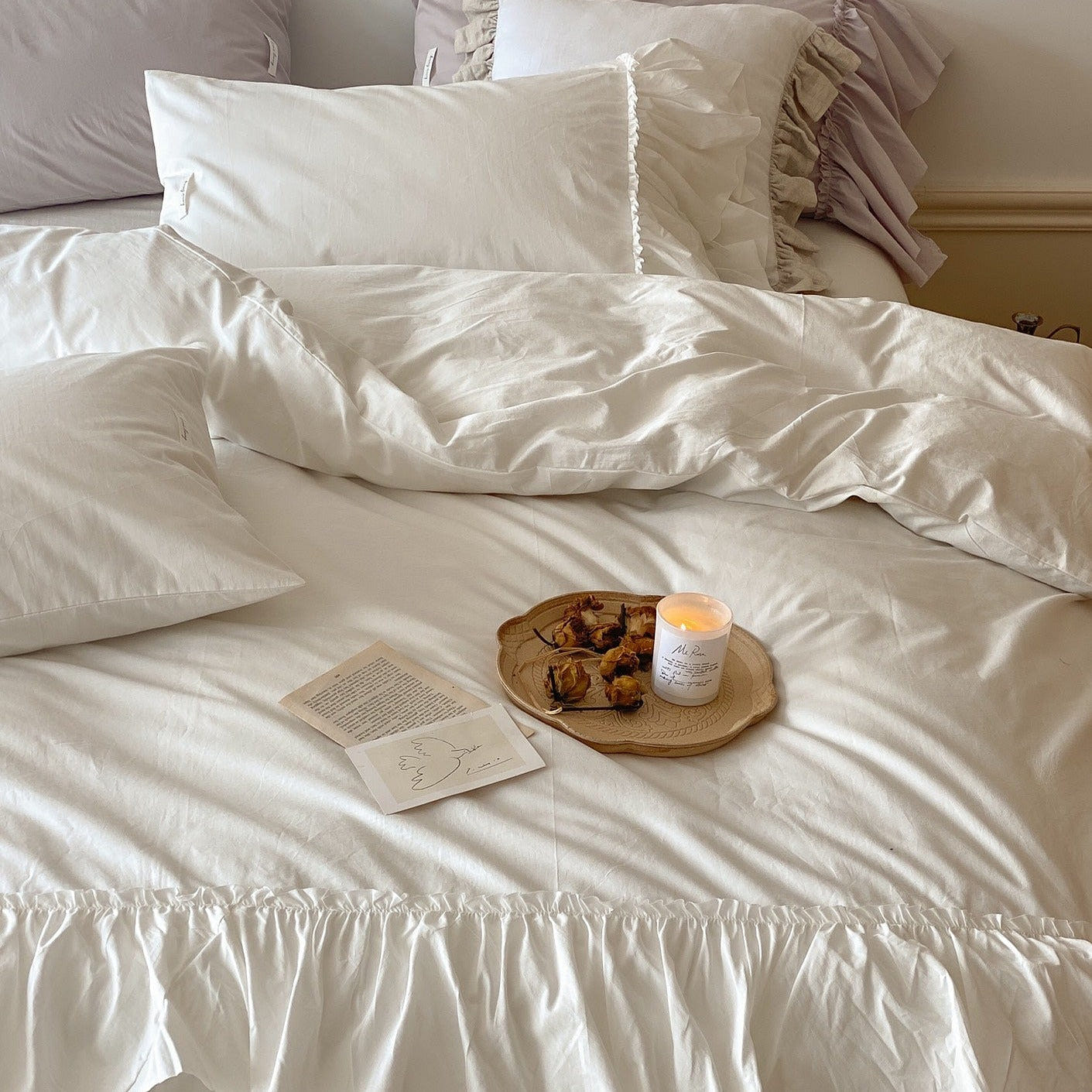 [Sleeplus] Lan's Living innocent blue Mary series Santorini white queen size 1 ส่วน