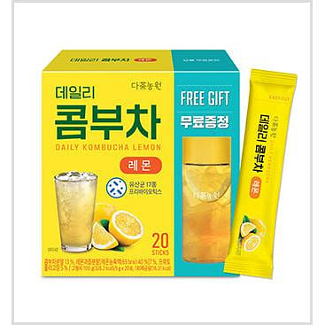 데일리 콤부차 레몬맛 20스틱 + 전용 보틀 증정 상큼한 유산균 발효음료 1 each