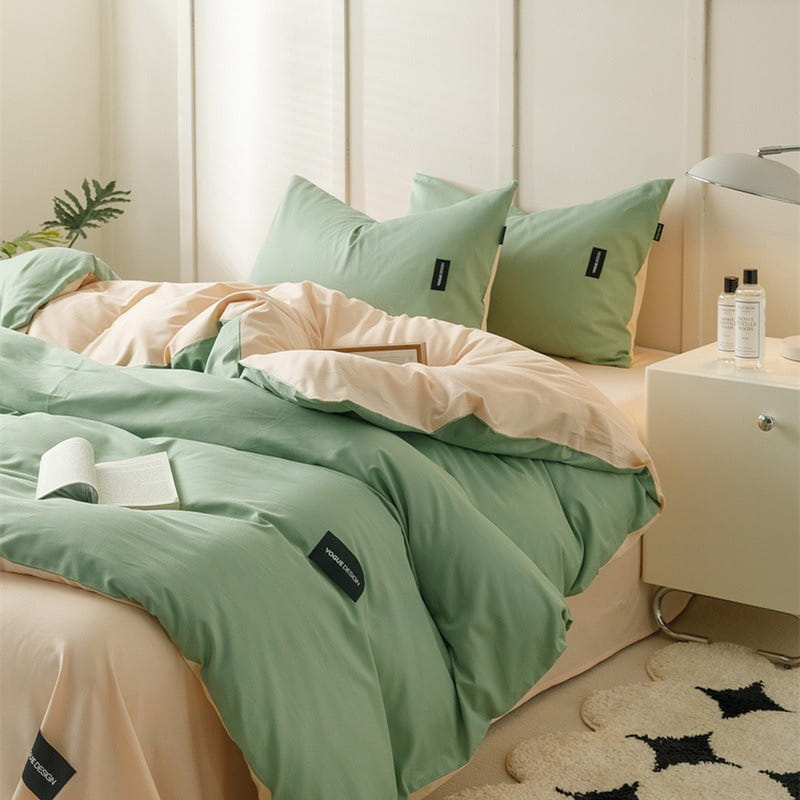 Bedding Set Flat Sheetx1 Duvet Coverx1 Pillow Casex2 Green 1 개