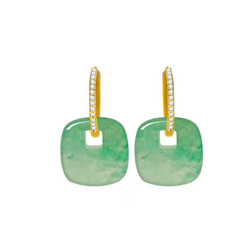 Jade Earrings African Jade Earrings 25 * 13mm 1 box