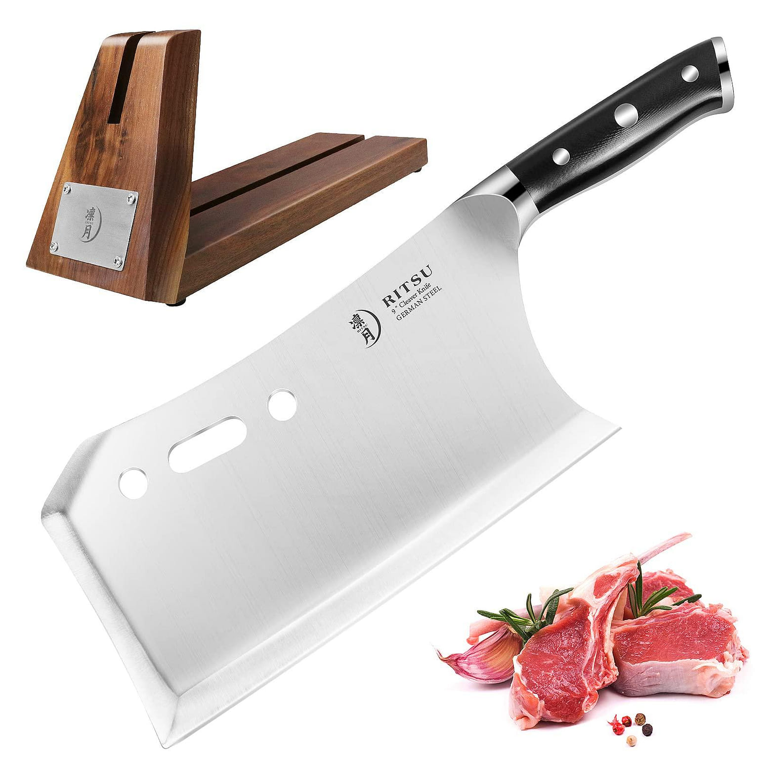 RITSU Meat Cleaver ,9 Inch Butcher Knife Bone Cutting Knife ,6mm Thickness 2.58 파운드