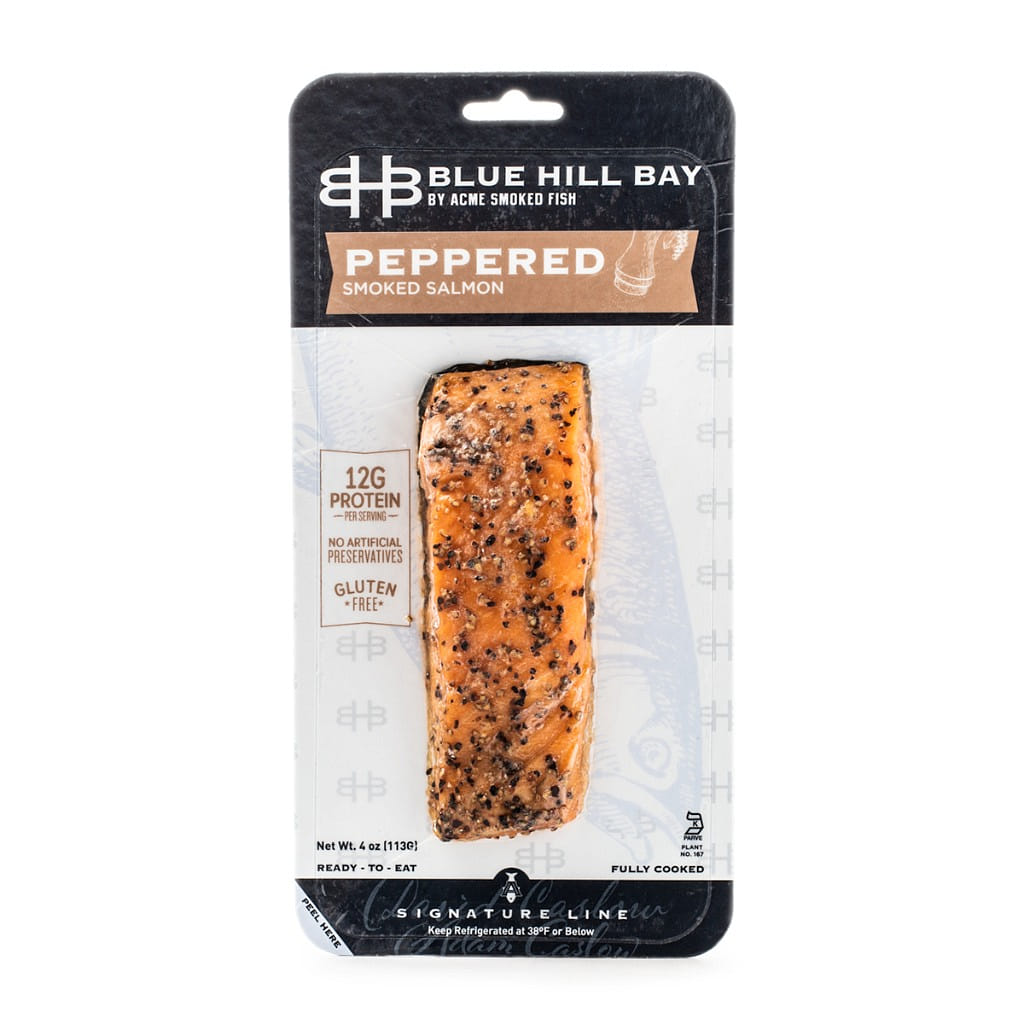 Blue Hill Bay Peppered Smoked Salmon, Frozen 4 oz
