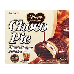 Lotte Chocopie, Black Sugar Milk Tea Flavor 12pk 336 g