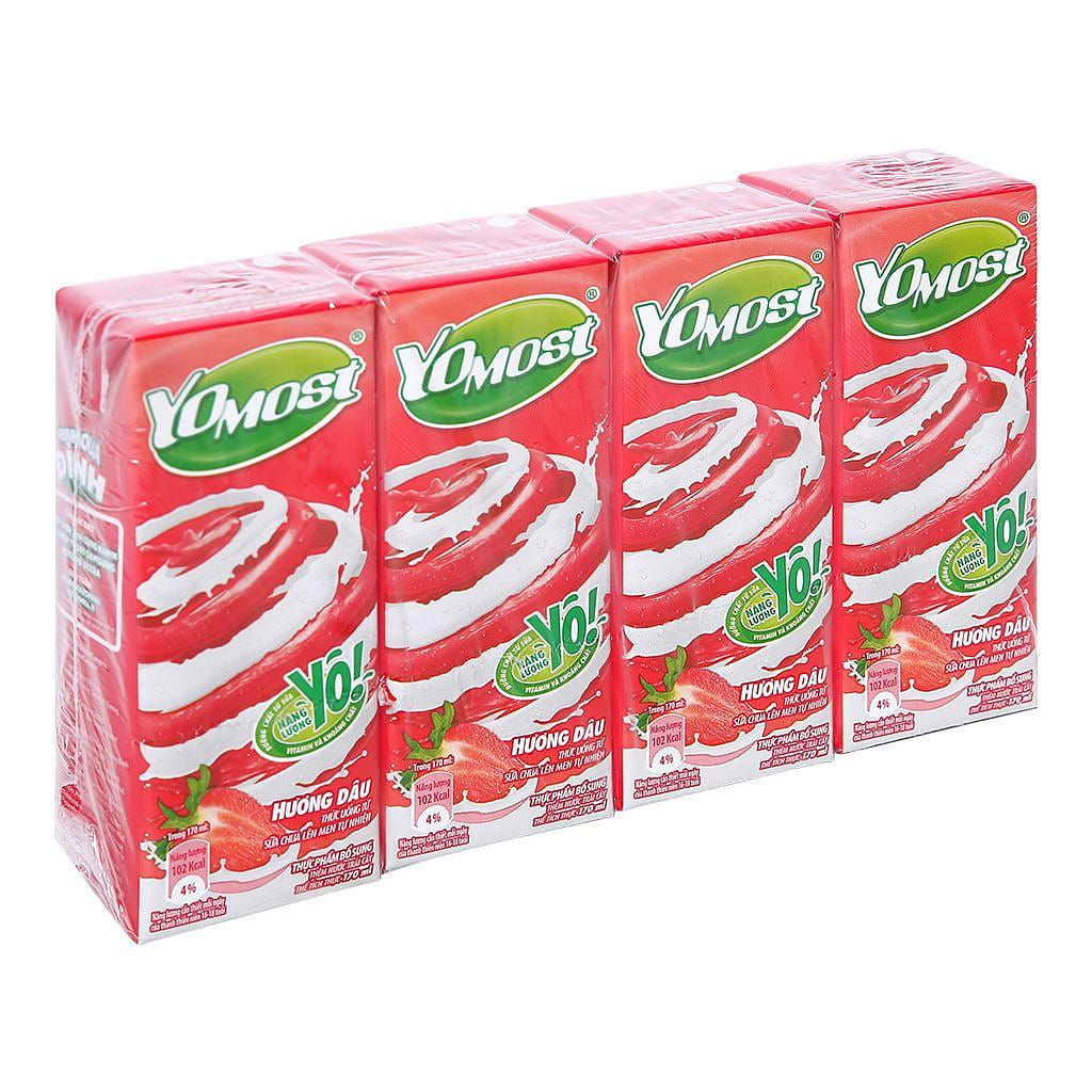 [YOMOST] Yogurt Drink Strawberry Flavor - 4 x 170 ml