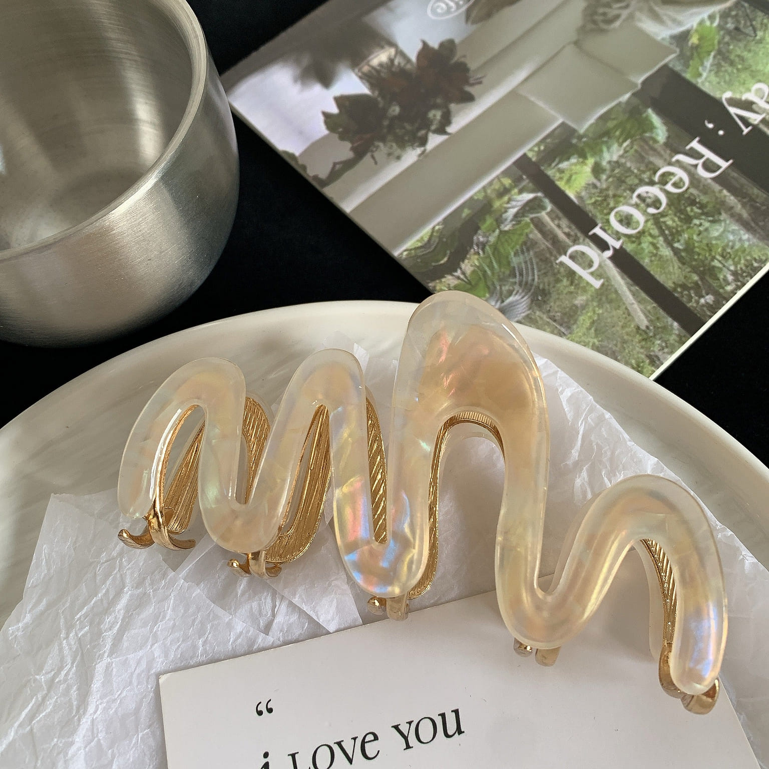 Fashion Metal Wave Acetic Acid Hairpin Hair Jumbo Hair Claw Clip Accessories 0 ポンド