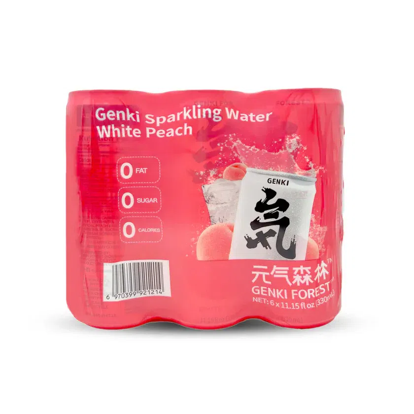 Genki Forest Sparkling Water, White Peach Flavor pack of 6 1 ส่วน