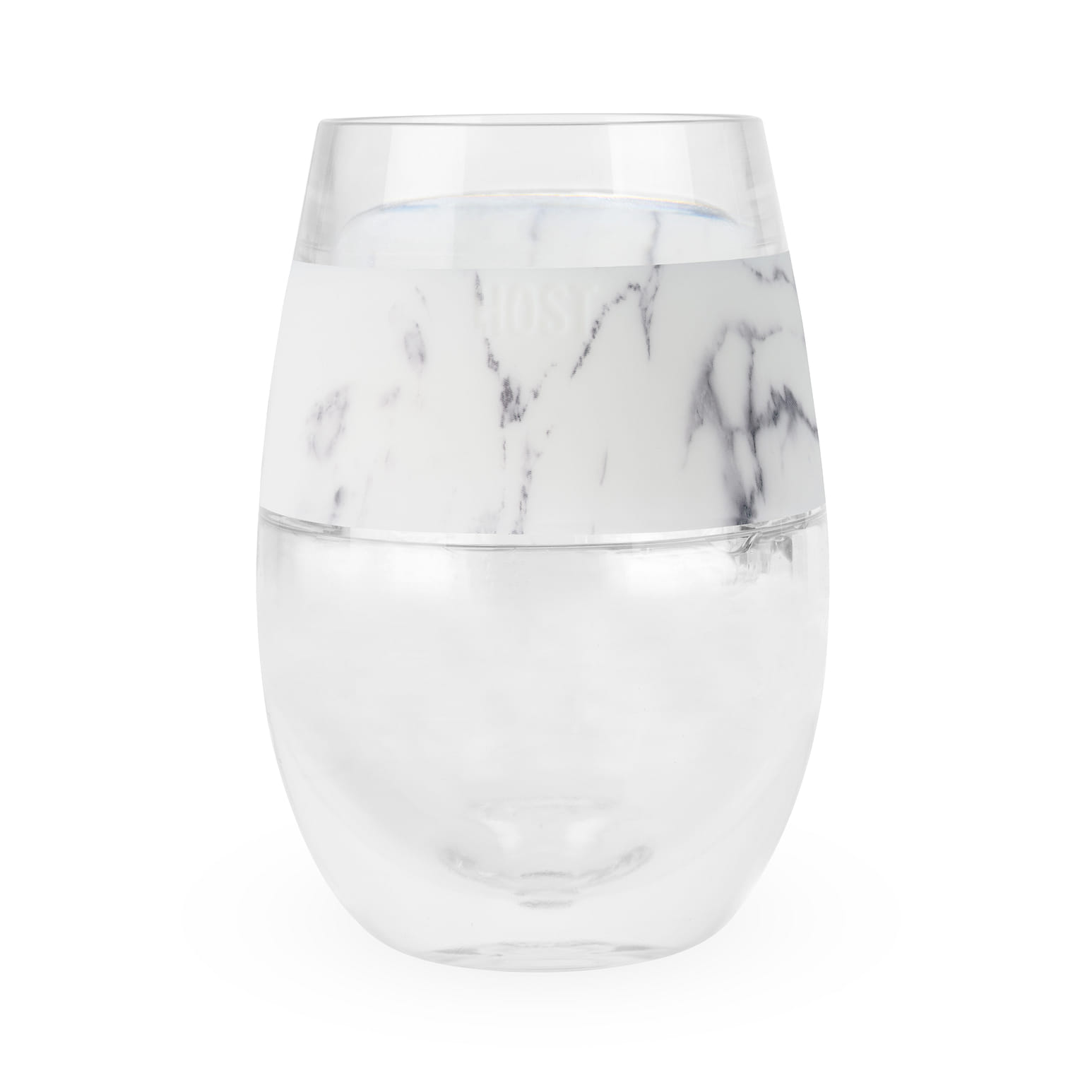 Host Plastic Stemless Wine Glasses - Double Wall Insulated FREEZE Drink Chiller Marble Wine Cup with Freezing Gel, Wine Glasses for Red and White Wine, 8.5 oz, Marble 8.5 oz