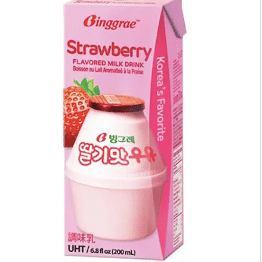 South Korea BINGGRAE Strawberry Milk 1 box 200ml 1 개입