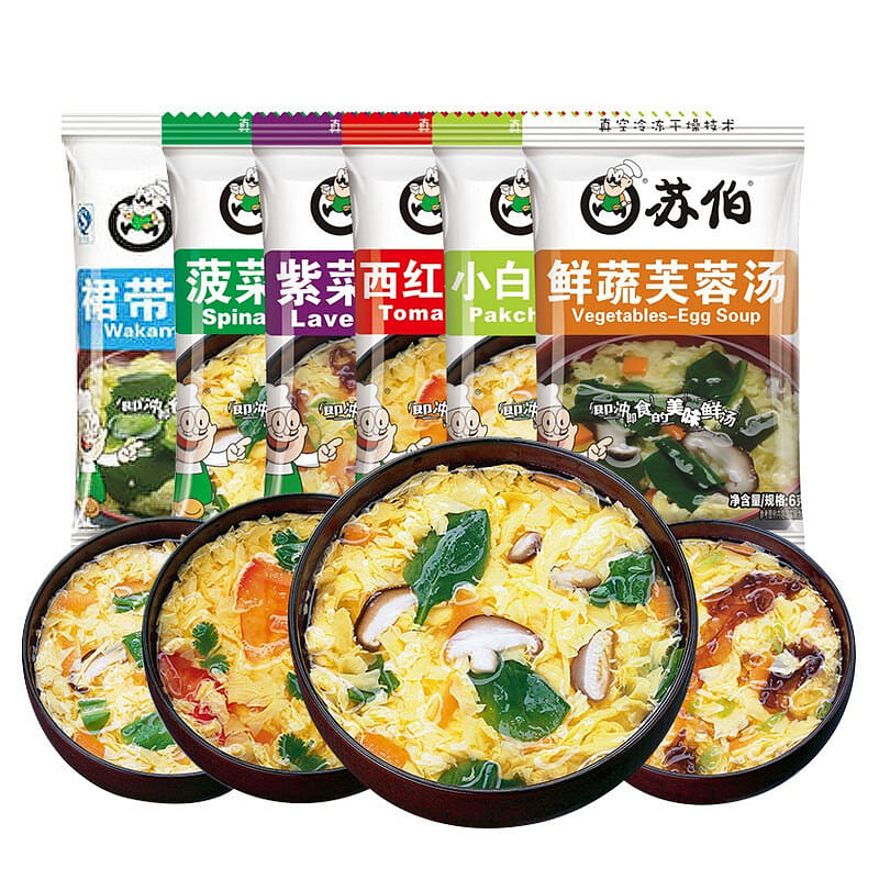 SUBO Egg&vegetable soup 6 flavors Laver, tomato, cabbage, spinach 144 กรัม