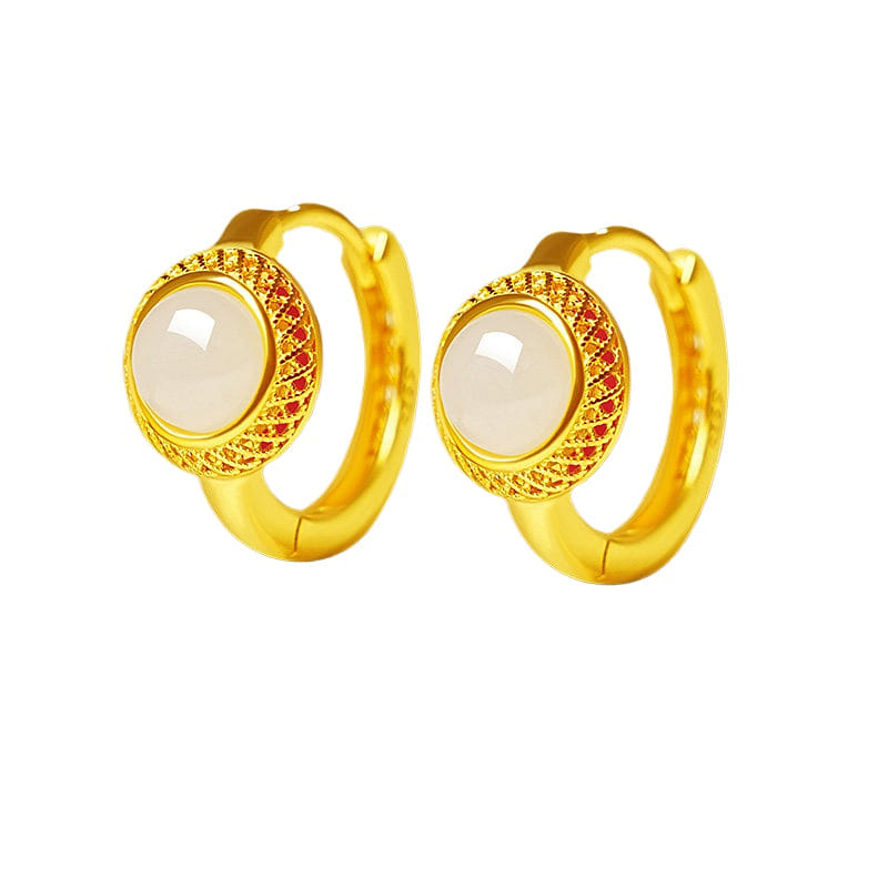 Hotan Jade Earrings Earrings Yurun Jinfu 8 * 12mm 1 box