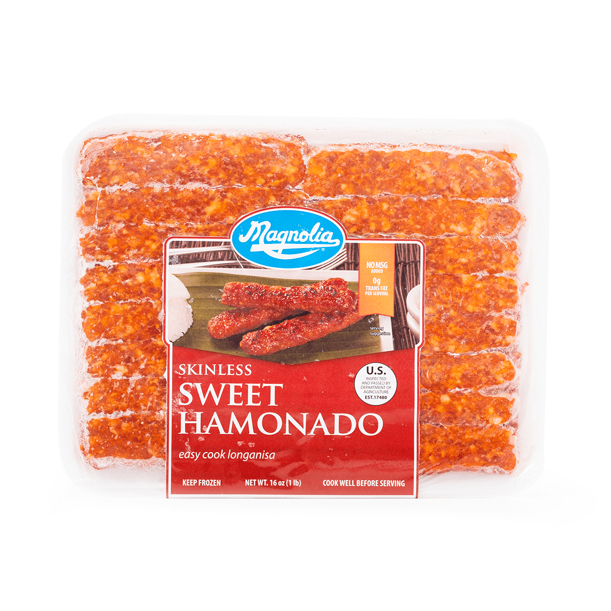 Longaniza Hamonado Sin Piel Magnolia, Congelada 16 onza(s)