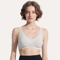 우브라스 여성 무선 Deep-V Wavy-Edge 조끼.자유 크기 회색 1 개