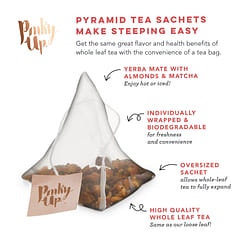 Pinky Up Red Velvet Cake Pyramid Tea Bags Sachet - 10 mg Caffeine Per Serving, NON-GMO & Gluten Free, Certified Kosher - 15 Biodegradable Whole Tea bags 3 克
