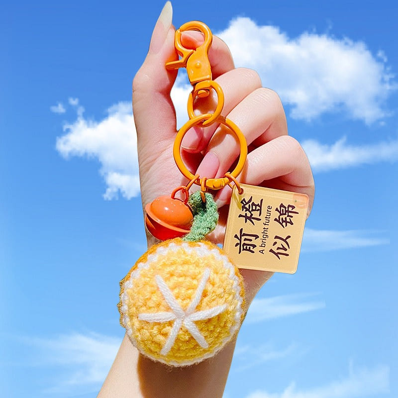Cute woolen wind Vegetable series car keychain quirky keychain orange 1 อัน