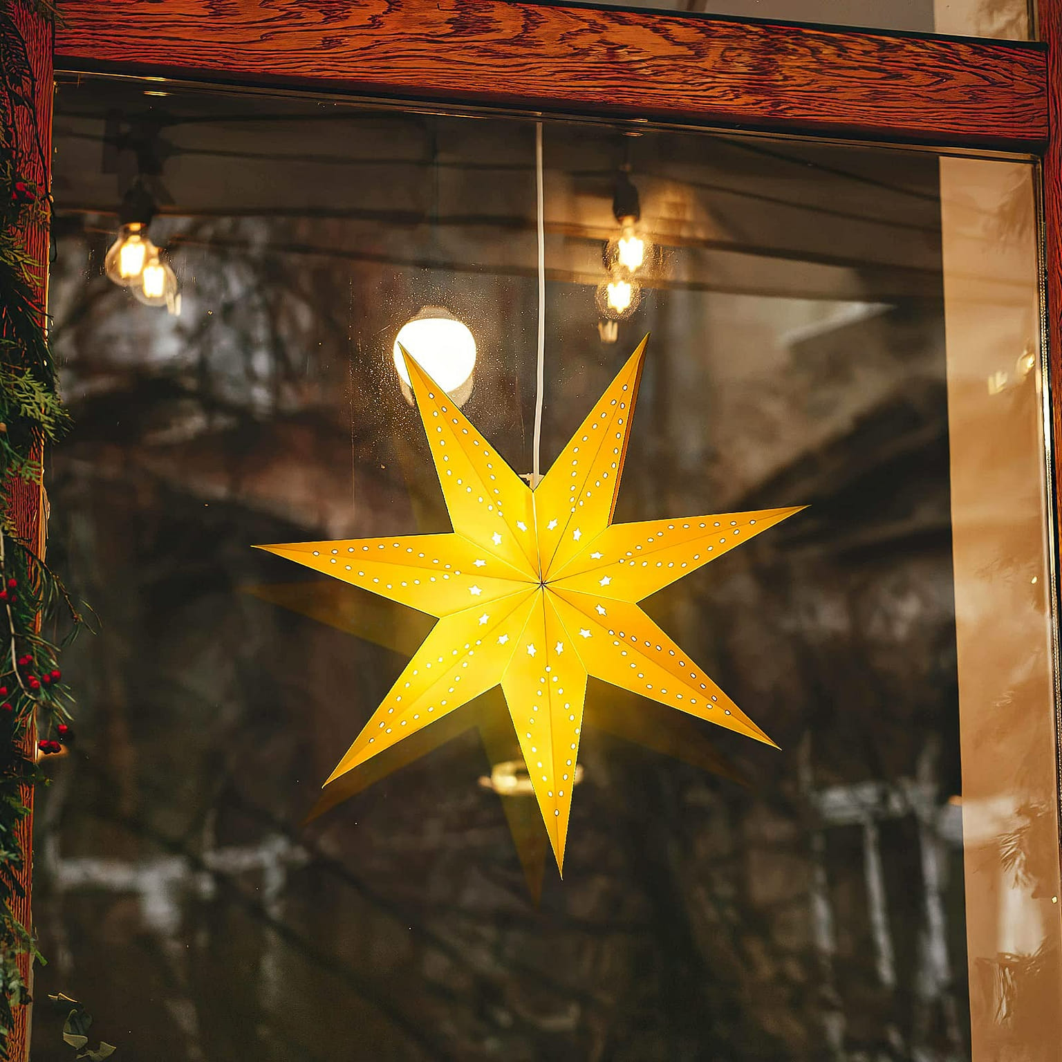 Paper Star Lantern Lamp Shade Hollow out Hanging Lamp Shade Star Hanging Ornamen 1 each