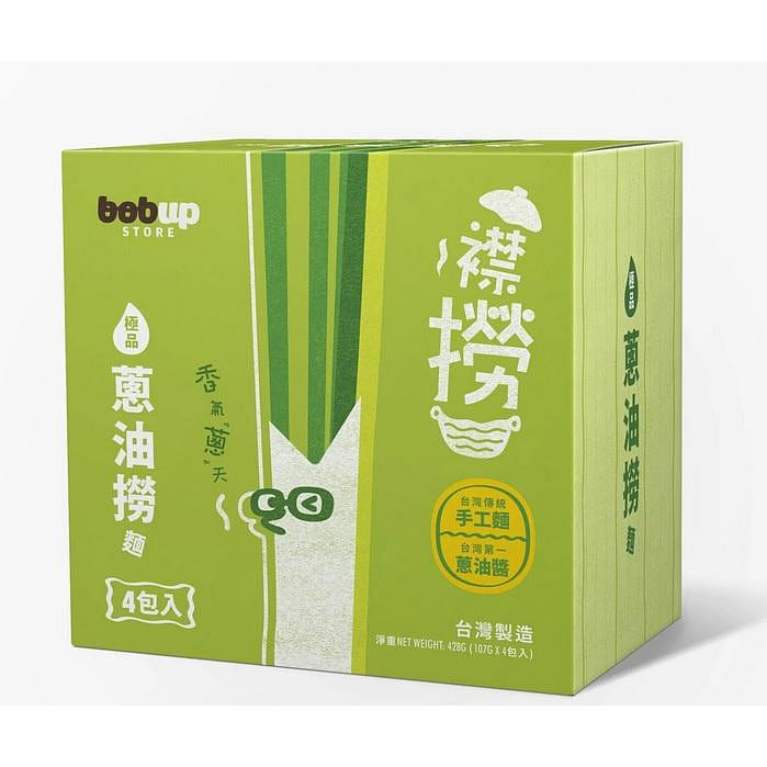 BOB UP STORE 襟撈 台灣傳統手工麵 極品(蔥油)撈麵, 4包入 (107gx4) 428 克