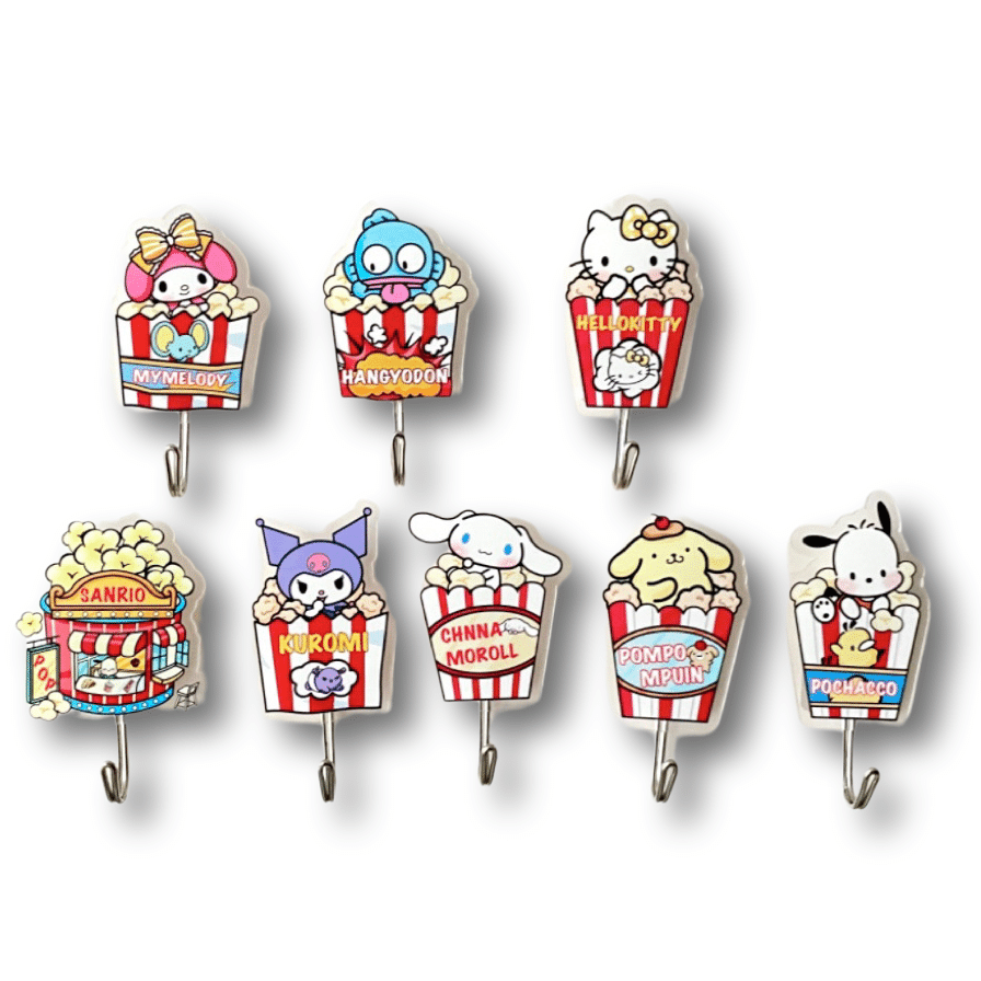 Sanrio Cute Traceless Hook Set| No-Drill Acrylic Door Hooks 8 Pieces/Set 1 ส่วน