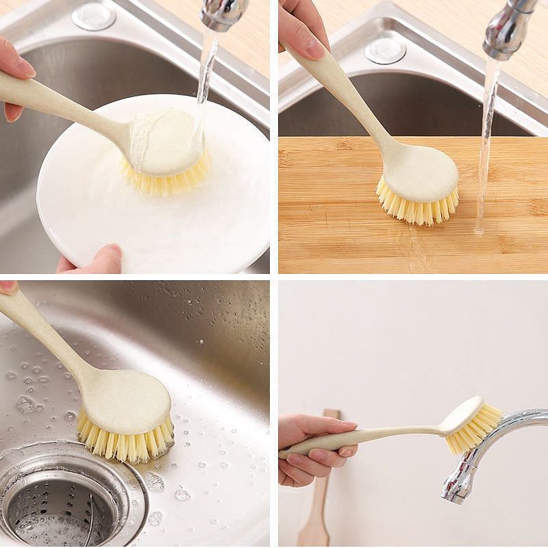 Multi functional wooden handle kitchen cleaning pot brush, non greasy long handl 1 개