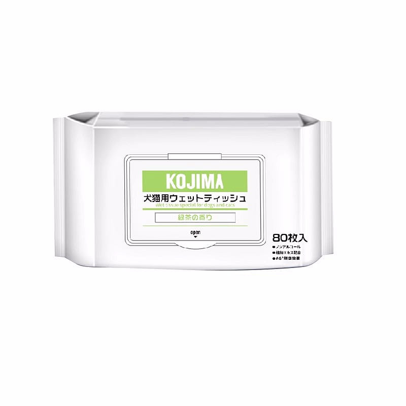 [HiiiGet] Kojima Pet wet tissue special for dogs and cats -80pcs green tea 80 cái